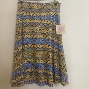 LuLaRoe Blue and Yellow A-Line Skirt